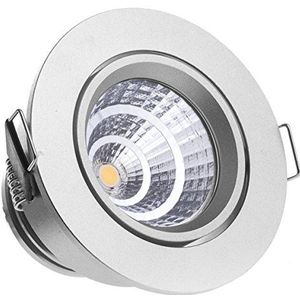 Sensati klein exclusief design LED inbouwlamp downlight spot draaibaar, dimbaar 272 lm, inclusief drivers, kleur behuizing zilver, koud wit T105 1 CW S