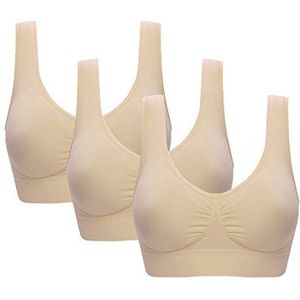Vermilion Bird Dames 3 Pack naadloze comfortabele sportbeha met afneembare pads