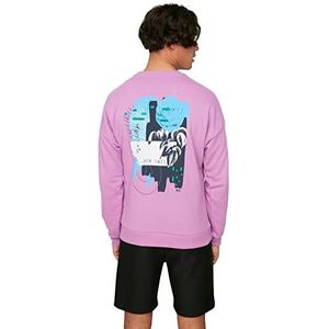 Trendyol Heren ronde hals effen regular sweatshirt, Lila, L, Lila, L