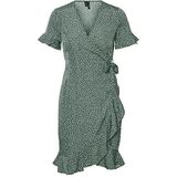 VERO MODA - VMHenna - Jurk - Donkergroen - Gestippeld - Korte Lengte
