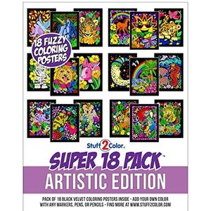 Super Pack van 18 Fuzzy Velvet Kleurposters (Artistic Edition) - Geweldig voor Familie Tijd, Kunst & Ambachten, Reizen, Klaslokalen, Verzorgingsfaciliteiten [Voor Alle Leeftijden: Meisjes, Jongens,
