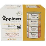 Applaws 1017ML-AC Natuurlijk Kattenvoer, 12 x 70 g (3 kipfilet, 3 kipfilet met ham, 3 kipfilet met kaas, 3 kipfilet met pompoen)