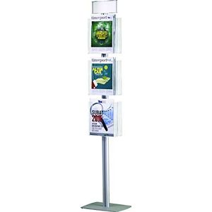 OPUS 2 Brochure Stand met 6 Acryl Displays, Maat A4, met 4 mm dikke stalen bodemplaat