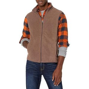 Amazon Essentials Polar fleece vest met volledige rits voor heren (verkrijgbaar in groot en lang), bruin gemêleerd, Large