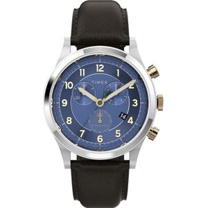 Timex TW2V28600 Chronograaf Quartz Horloge met Leren Band Heren, Bruin, TW2V28600-AMZUK