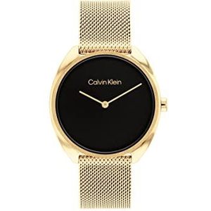 Calvin Klein analoog kwartshorloge voor dames met goudkleurige roestvrijstalen armband - 25200271