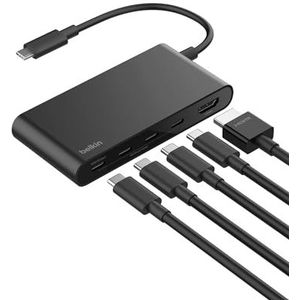 Belkin USB Hub, 5-Poorts USB C Hub, 4K HDMI @ 60Hz, 100W Power Delivery, 10Gbps Gegevensoverdracht, Meerpoorts USB C Adaptor - Compatibel met o.a. MacBook, iPad Pro, Chromebook