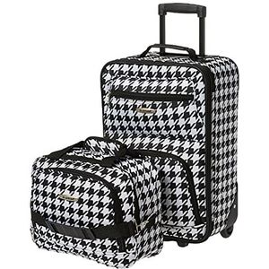 Rockland Mode Softside rechtopstaande bagageset, Zwart en Wit, 2-Piece Set (14/19), Mode Softside Rechtopstaande Bagageset