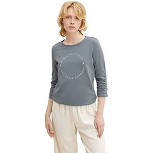 TOM TAILOR Denim Dames Sweater met logoprint 1034657, 27475 - Grey Mint, XXL