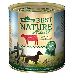 Dehner Best Nature Hondenvoer voor volwassenen, rund en rijst met distelolie, proefgrootte, 400 g