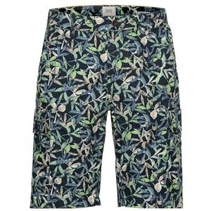 camel active - Cargo Shorts - Blauw-Groen - Met Allover Print