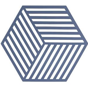 Zone Denmark Hexagon pannenonderzetter, hittebestendig, siliconen onderzetter, praktische en decoratieve pannenonderzetter, vaatwasmachinebestendig, 16 x 14 cm, denim