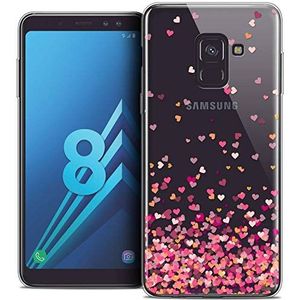 Caseink Hoes voor Samsung Galaxy A8 (2018) A530 (5.6) Beschermhoes Case [Crystal Beschermhoes Case Gel HD Collectie Sweetie Design Heart Flakes - Flexibel - Ultra Thin - Gedrukt in Frankrijk]