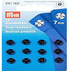 Prym Drukknoppen, Zwart, 7 mm, Messing, 12 stuks