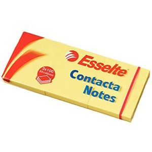 Esselte 83012 zelfklevende notities (Contacta Notes, 50x40 mm, 100 vellen) 3 stuks geel