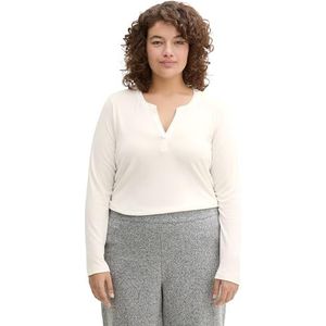 TOM TAILOR Dames Plussize Longsleeve T-shirt, 10315 - Whisper White, 54 Grote maten