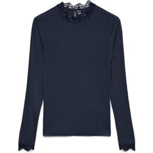 VERO MODA Vmrosa Ls Highneck Top Ga JRS Noos, navy blazer, M