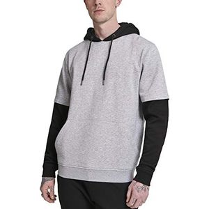 Urban Classics Heren capuchontrui Double Layer Hoody, meerkleurig (Gry/Blk 00119), XXL