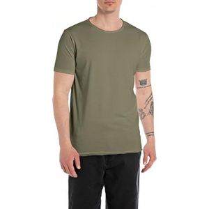 Replay Heren T-shirt met korte mouwen met ronde hals, Light Military 408 (groen), L, Light Military 408, L