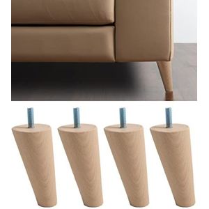 IPEA Meubelpoten van hout, 12 cm hoog, gemaakt in Italië, gekanteld in kegelvorm, schroef M10, set van 4 poten voor kasten, fauteuils, bed, beukenhouten poten, lichte kleur