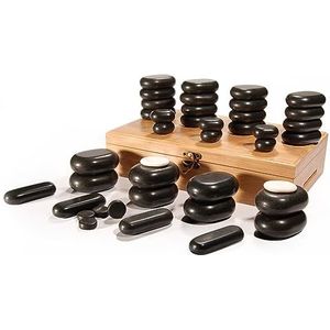 Master Massage Hot Stone Hete Massagestenen in decoratieve Bamboekist 40 stuks