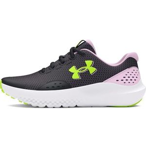 Under Armour UA GGS Surge 4, Sneakers meisjes, Black/Purple Ace/High-Vis Yellow, 40 EU