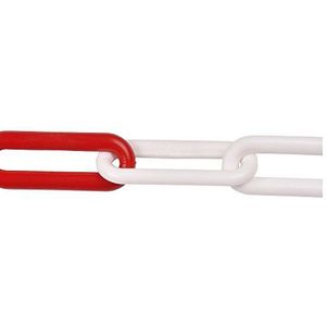 Sterling Plastic Ketting 6.0mm Rood & Wit 25m Reel - Code PRW60