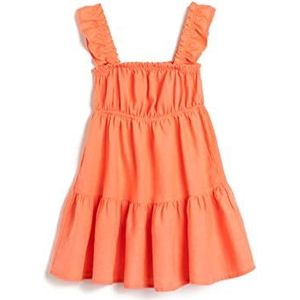 Koton Girls's Linnen ruffle Strappy Square Neck Dress, roze (261), 5-6 jaar