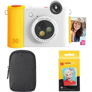 KODAK Smile+ 2-in-1 Digitale Camera & Fotoprinter Starterpakket + Draagtas + Zink 20pk - Wit, Starter Bundle, White