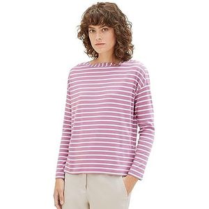 TOM TAILOR T-shirt met lange mouwen voor dames, 34407 - Mauve Offwhite Stripe, XL