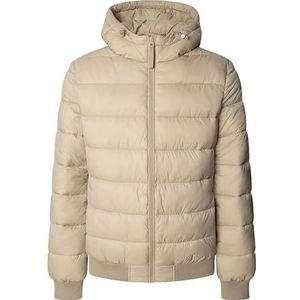 Pepe Jeans Heren PUFFER HOOD JACKET Jacket, Bruin (STONE BEIGE), L, Bruin (STONE BEIGE), L