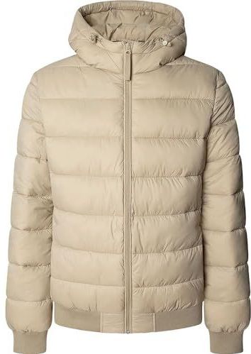 Pepe Jeans Heren PUFFER HOOD JACKET Jacket, Bruin (STONE BEIGE), L, Bruin (STONE BEIGE), L