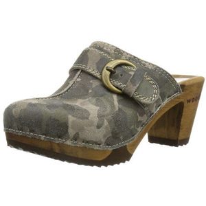 Woody Christina clogs voor dames, meerkleurig camouflage groen, 42 EU