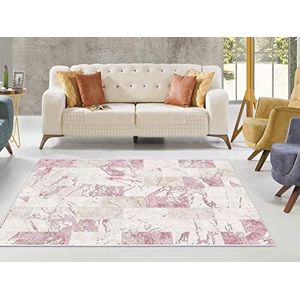 Homemania AKC-24541 tapijt, bedrukt met 5 printen, modern, crème, roze van stof, 160 x 230 cm