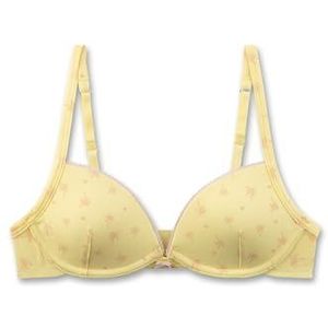 Sanetta Meisjesbeha geel| Comfortabele en aangename beha zonder beugel voor meisjes van katoenmix. Ondergoed met verstelbare bandjes en palm-allover | meisjesbeha, geel, 70B