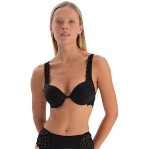 Dagi Black Fashion Gebreide Underwire Regular Interlock Padded Fixed Strap Gewatteerde Bra, Zwart, 75B, zwart, 75B
