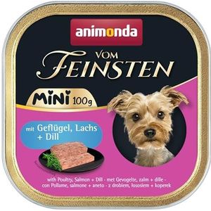 animonda Vom Feinsten Adult Mini - heerlijk natvoer voor honden - goed geschikt voor kleine rassen - met gevogelte, zalm + dille - 32 x 100 g