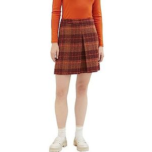 TOM TAILOR Boucle rok voor dames met ruitpatroon, 33279 - Brown Orange Boucle, 40