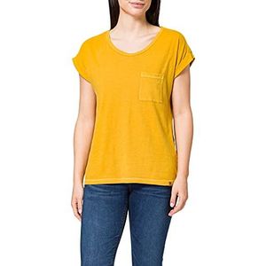 camel active Dames T-shirt met ronde hals van biologisch katoen, mosterd, XL