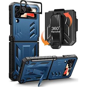 FNTCASE Telefoonhoesje voor Samsung Galaxy Z-Flip4 5G: schokbestendige beschermhoes met standaard en holster, militair geteste valbestendige beschermhoes voor Galaxy Z Flip 4, blauw
