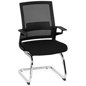 hjh OFFICE 732060 bezoekersstoel Inventor V stof/netrug zwarte stoel cantilever met lendensteun