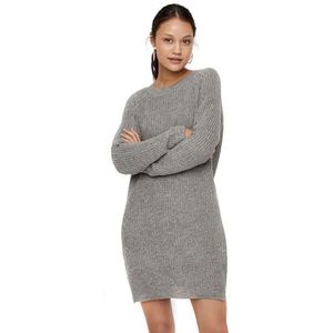 Noisy May - NMSiesta O-Neck Knit Dress - Jurk - Gemêleerd Grijs - Katoen/Polyacryl