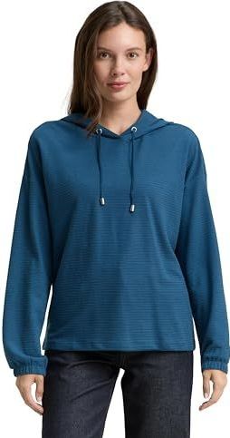 TOM TAILOR T-shirt met lange mouwen voor dames, 13183 - Dark Petrol, XL