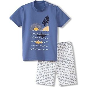 CALIDA Jongens Boys Wave Pyjamaset, Marine Water Blue, 128