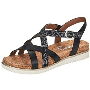 Remonte Dames D4060 Sandalen, Zwart Zwart Zilver Gunmetal 00, 36 EU