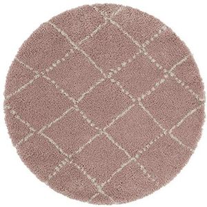 Rond hoogpolig vloerkleed Allure - roze/crème 120 cm rond