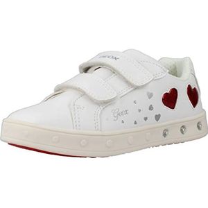 Geox J Skylin Girl Sneakers voor meisjes, wit-rood., 35 EU