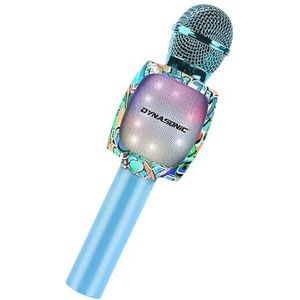 DYNASONIC DM-05 Blauwtooth Karaoke Microfoon, speelgoed voor jongens en meisjes Draagbare Karaoke Draadloze Microfoon met LED Lichten voor Kinderen, originele geschenken kinderen (DM-05B),Blauw