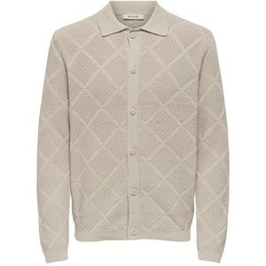 ONLY & SONS Onsmap Life Reg Cardigan Knit, Zilvervoering., L