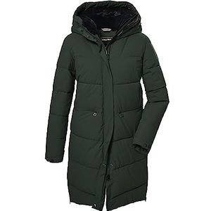 killtec Dames Gewatteerde parka/parka in donzen look met capuchon KOW 16 WMN QLTD PRK, dark green, 46, 39697-000